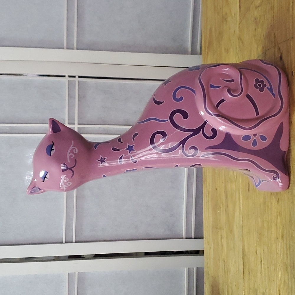 Bombay Ceramic Pink Cat Figurine Coin Bank